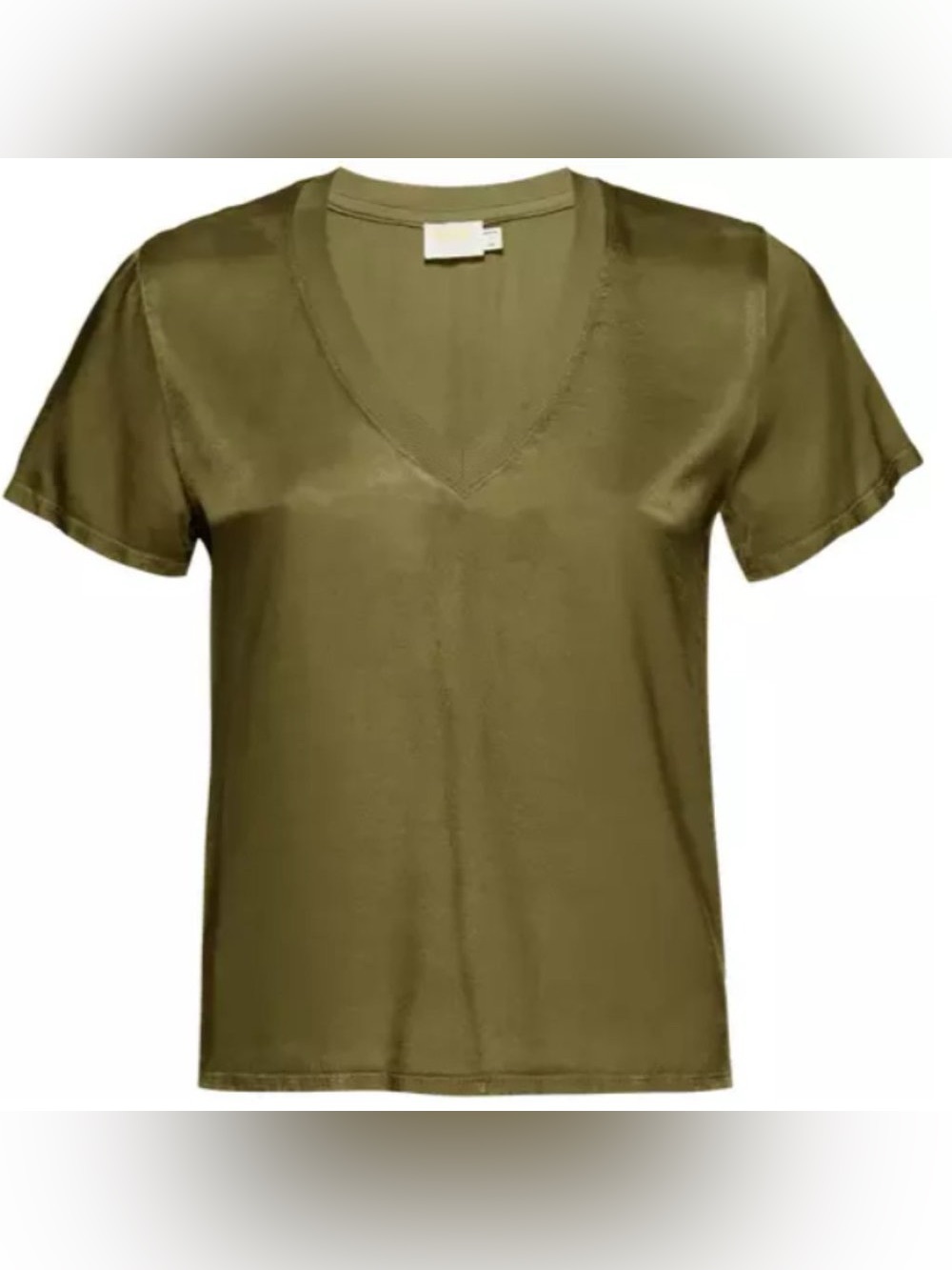 NWT. Nation LTD. June V-neck Satin Tee. Ivy. Size Large.